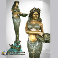Elegant Cast Bronze Fountain Sculpture With Mermaid